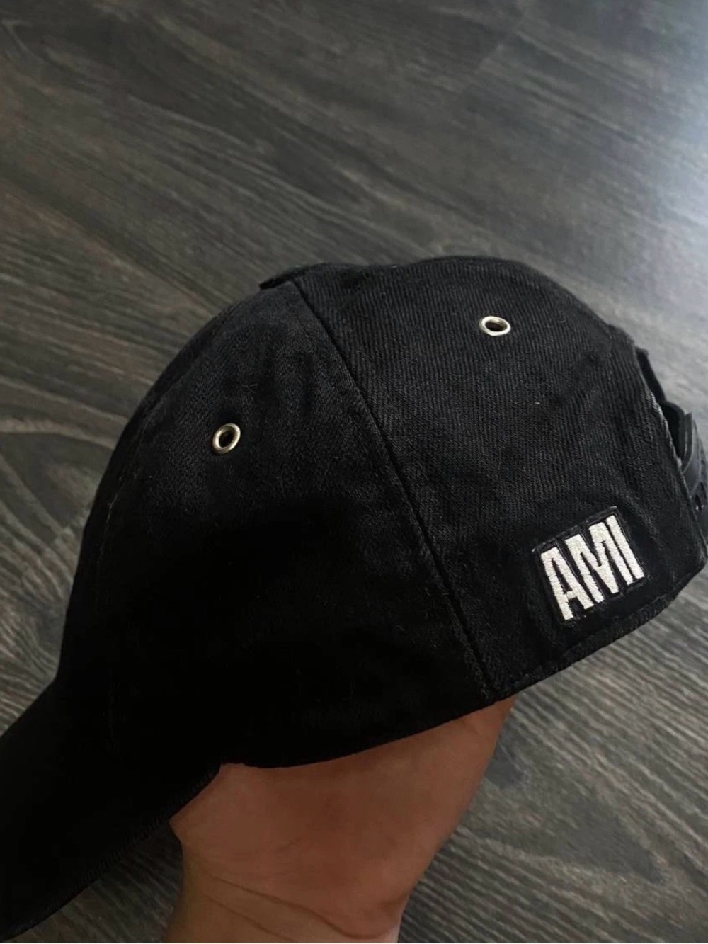 AMI Black Embroidered Logo Cotton Cap